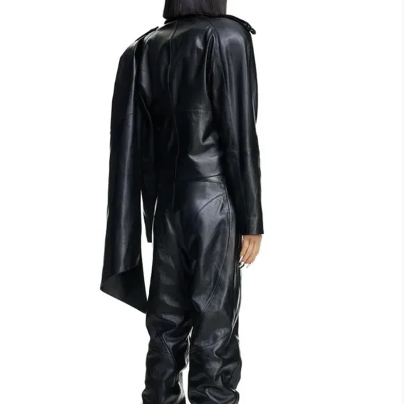 NWT H&M x Mugler Leather Jacket with Scarf - Picture 5 of 13